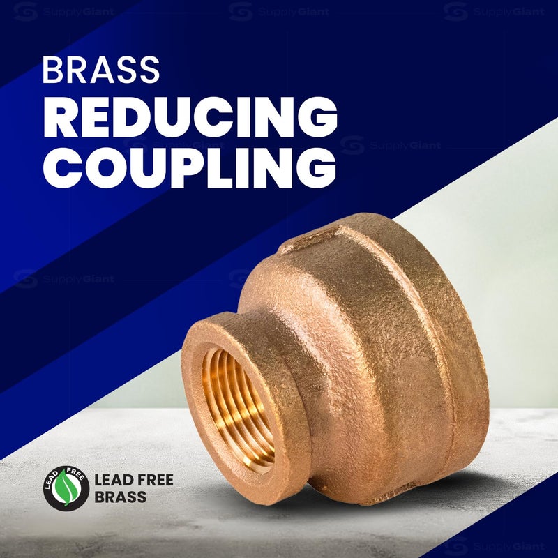 SUPPLYGIANT Supply Giant CSSD1002 1 x 3/4 Inch Lead-Free Brass Reducing Coupling with Female National Pipe Taper Threaded Ends, Brass Construction, Higher Corrosion Resistance, Economical & Easy to Install - Image 2